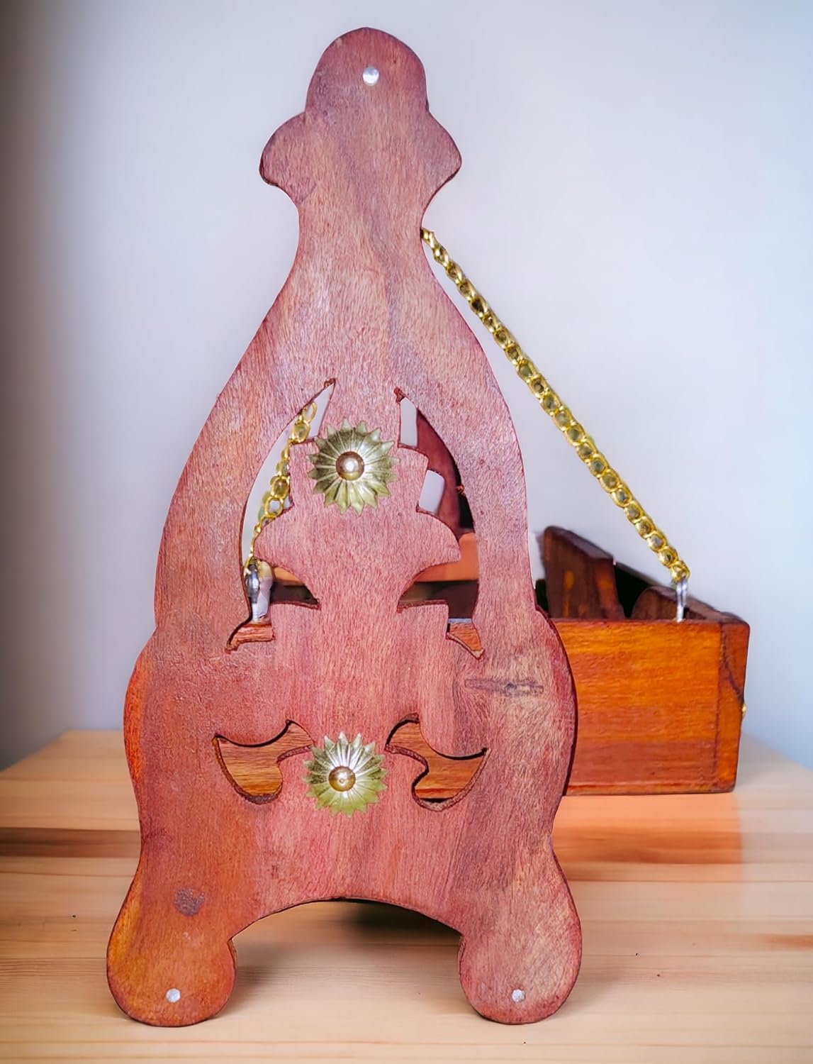 Sheesham Wood Laddu Gopal/Bal Gopal Jhula/Swing/Palna/Krishna Janamashtmi/for Home, Mandir & Office Decorative Showpiece (30cm x 25cm x 13cm)