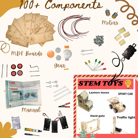 4 in 1 STEM Wooden Science Toy, Build Robotic Craft Kits, 3D Puzzles | Birthday Gift for Boys Girls Ages 6 7 8 9 10 11 12 Years | DIY STEM Projects Educational Learning Toys for Kid -Working Model