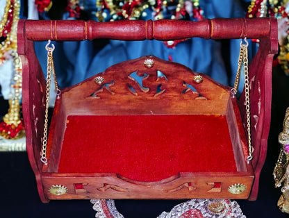 Sheesham Wood Laddu Gopal/Bal Gopal Jhula/Swing/Palna/Krishna Janamashtmi/for Home, Mandir & Office Decorative Showpiece (30cm x 25cm x 13cm)